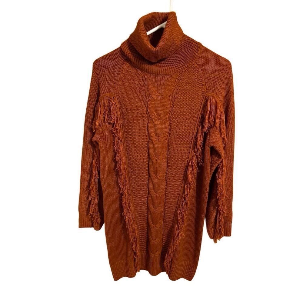 Women’s Size M Pullover Sweater Short Dress Turtleneck Oversized Soft Chunky Kni